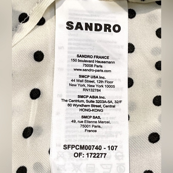 NWT Sandro Judith White and Black Polka Dot Shirt - Sz 4 - Picture 8 of 10